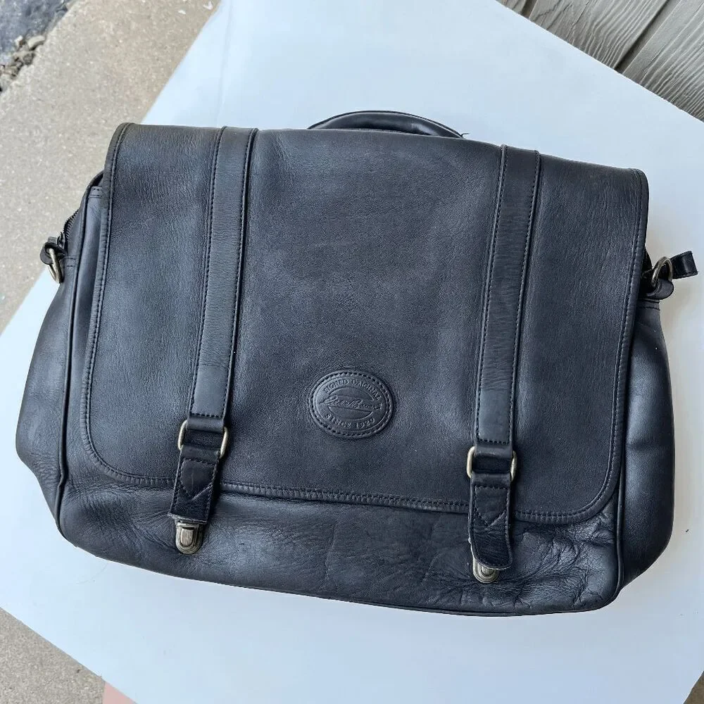 Eddie Bauer Full-Grain Leather Briefcase – Organizer Interior, Crossbody